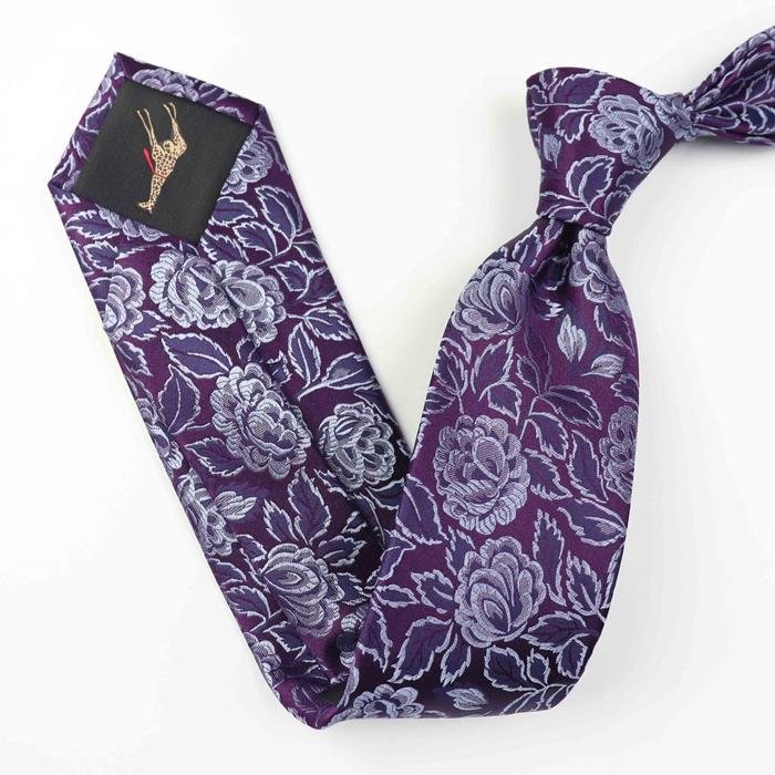 Cravate en soie bleu nattier à fleurs imprimées-Soie Plus