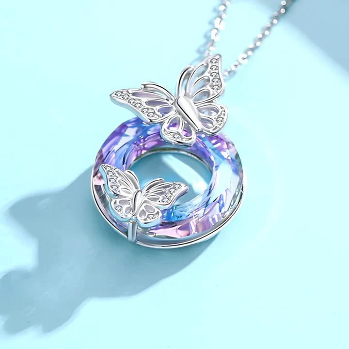 For Daughter - S925 Why Blend in when You were Born to Stand Out Crystal Hollow Butterfly Necklace