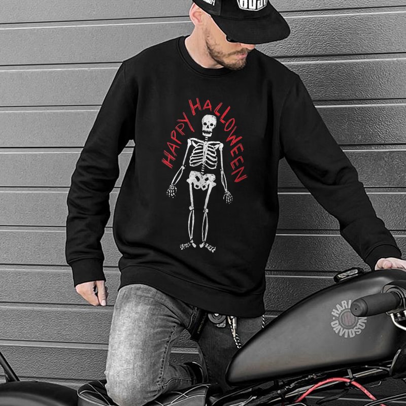 UPRANDY Happy Halloween Skeleton Printed Men's Sweatshirt -  UPRANDY