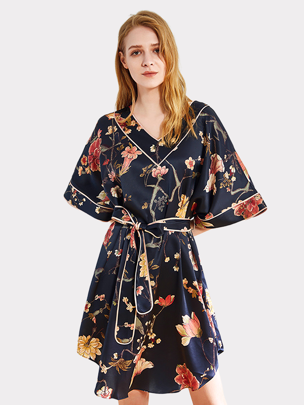 High Quality Oversize Printed Silk Nightgown