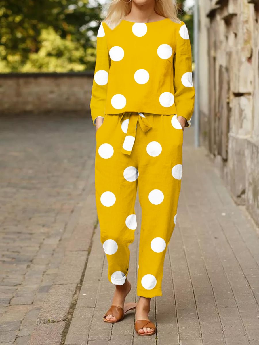 Dots Printing Casual Two-piece Suits