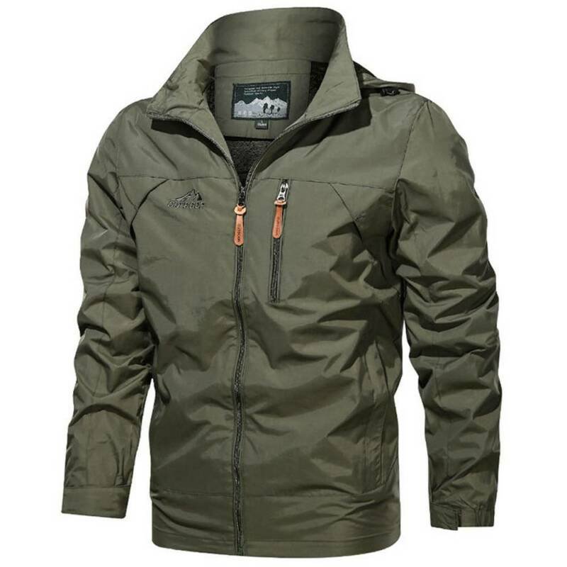 Mens Outdoor Jacket Hooded Windbreaker Breathable Top Coat