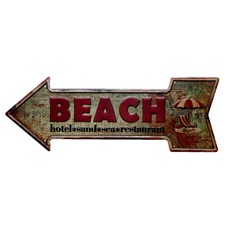 Restaurant Beach  Beer Bar Coffee - Arrow Shape Vintage Tin Sign - 16*45CM