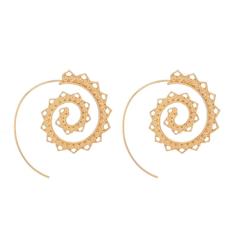   Round spiral exaggerated retro ladies earrings - Neojana