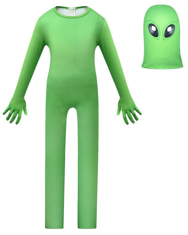 Mayoulove Alien Green Unitard Kids Cosplay Halloween Zentai Costume-Mayoulove
