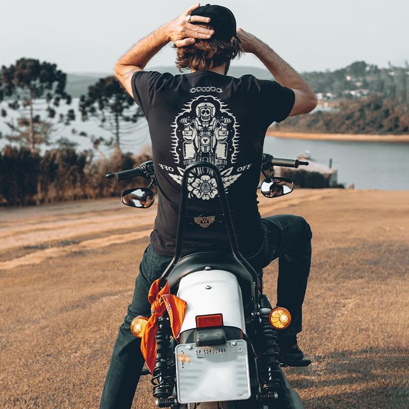 UPRANDY Skeleton Riding A Motorcycle Printed Men's T-shirt -  UPRANDY