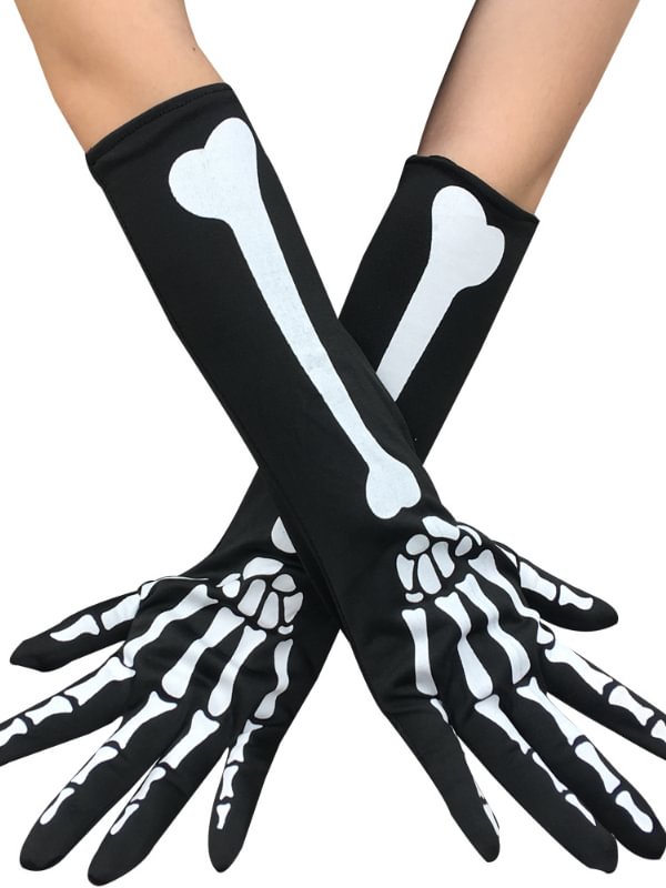 Skeleton Printed Long Gloves