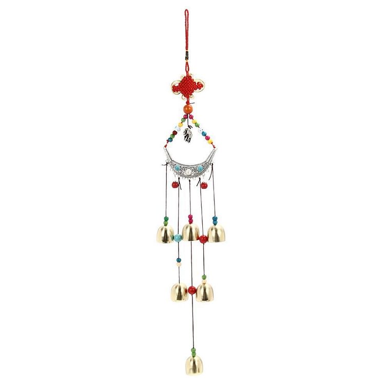 Éléphant chanceux carillons éoliens Windbell cuivre 6 cloches noeud chinois perles Noël salon jardin jardin Decor