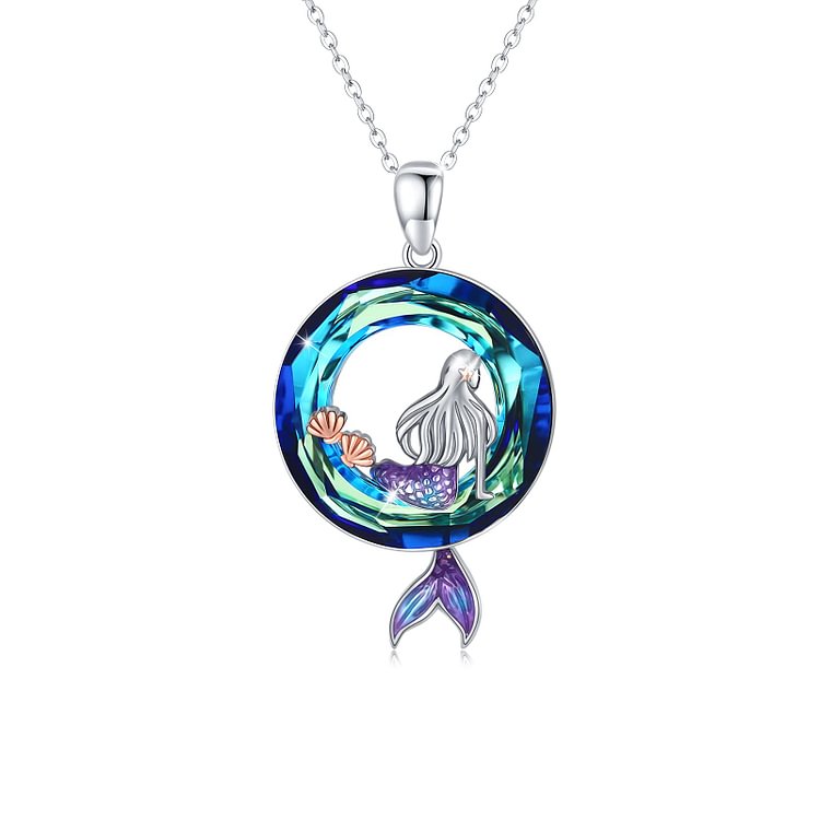 S925 Mermaid Crystal Circle Necklace