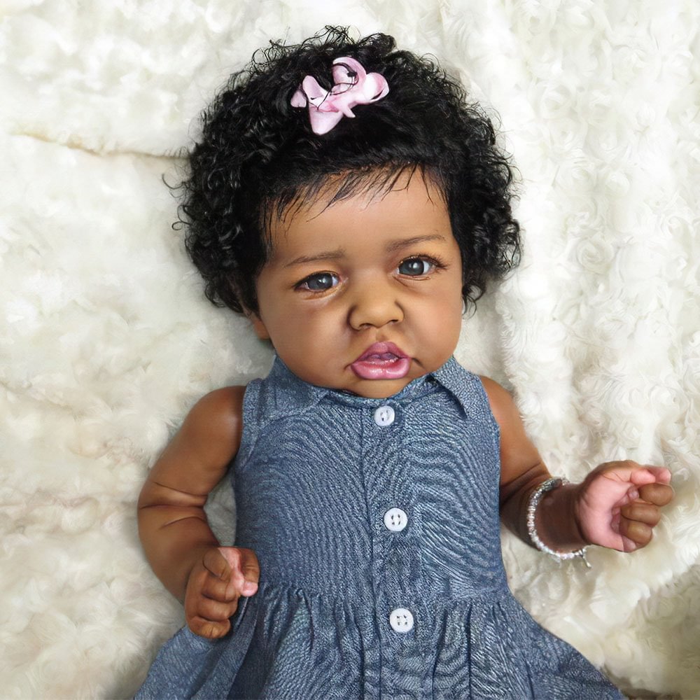 Silicone Babies Dolls African American 12'' Handcrafted Marlene Black Reborn Baby Doll Girl