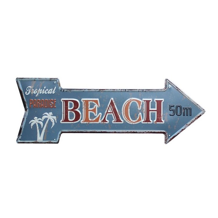 Restaurant Beach  Beer Bar Coffee - Arrow Shape Vintage Tin Sign - 45*16CM