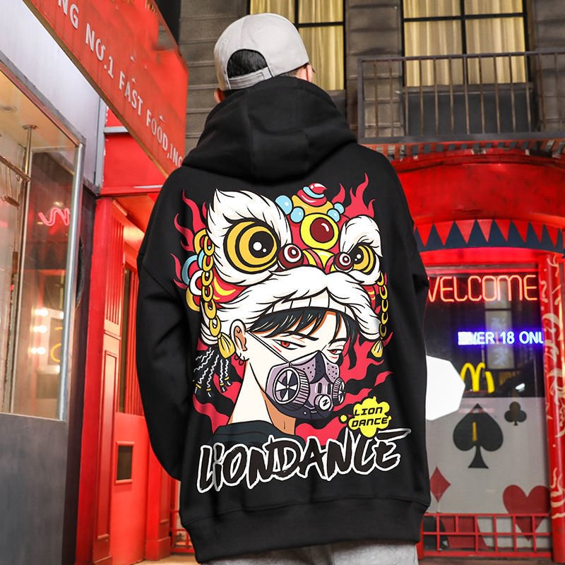 Hip Hop Lion Dance Print Hoodie / Techwear Club / Techwear