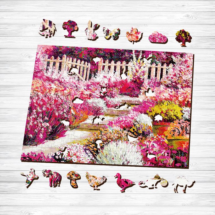 Pink Garden Wooden Jigsaw Puzzle