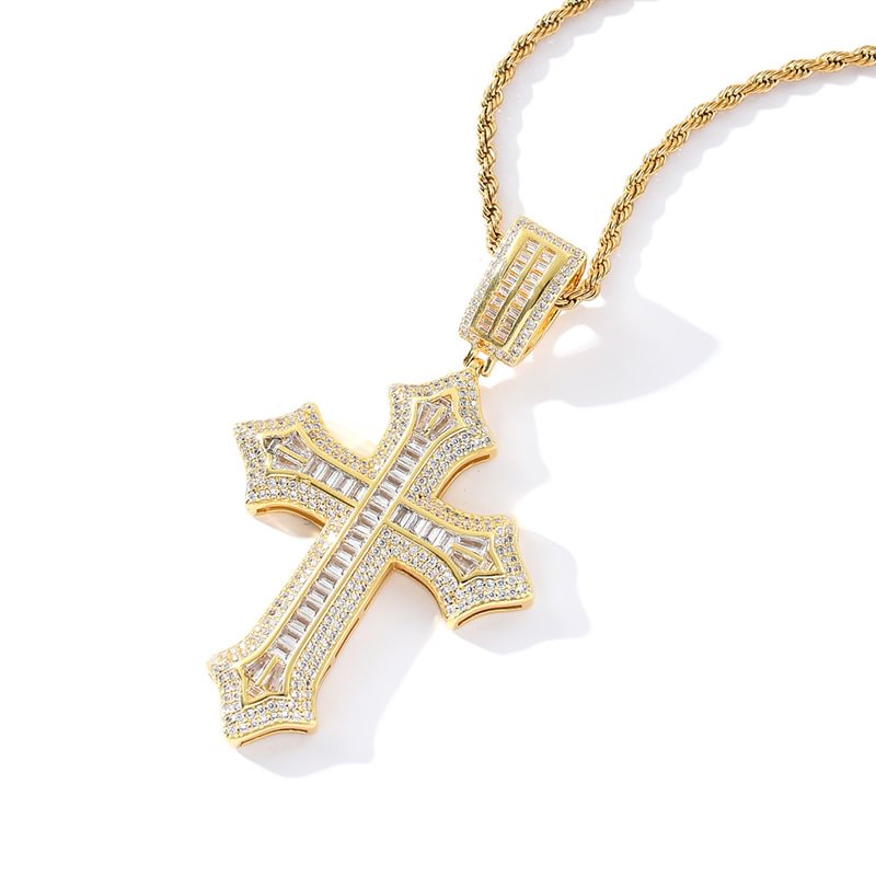 AAA+ CZ Iced Out Cross Pendants Necklace-VESSFUL