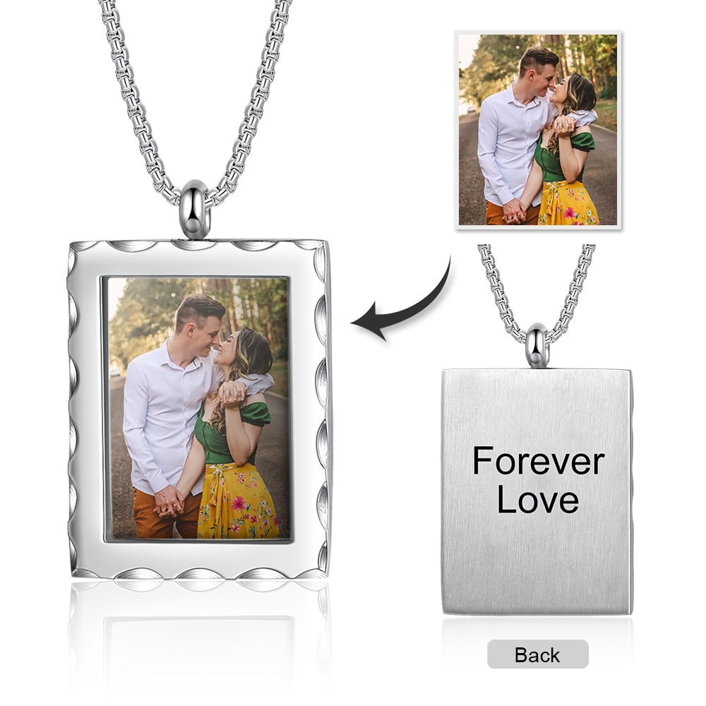 Personalized Picture Dog Tag Necklace with Engraving Embossed Printing - Color Photo, Custom Necklace with Picture and Text