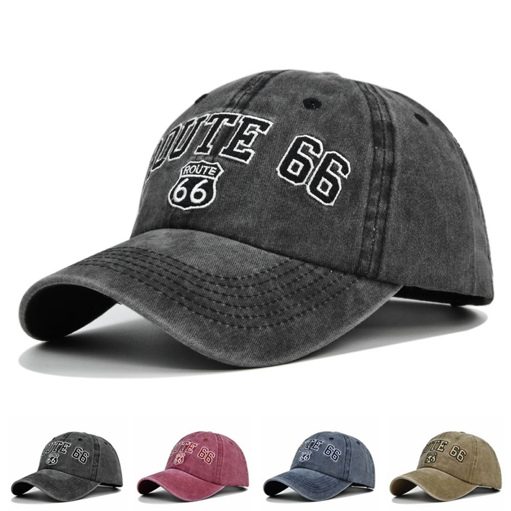 ROUTE 66 Embroidered Denim Washed Baseball Cap / [viawink] /