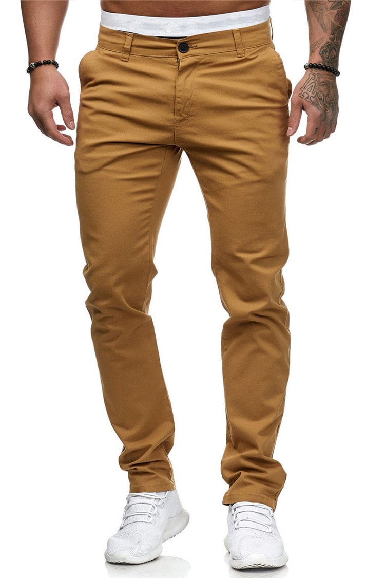 Tiboyz Solid Color Simple Casual Pants