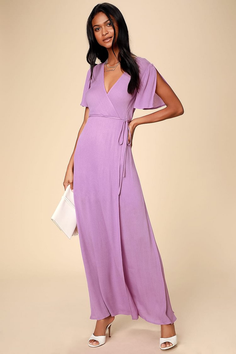 Women's Lavender Dress Much Obliged Wrap Maxi Dress