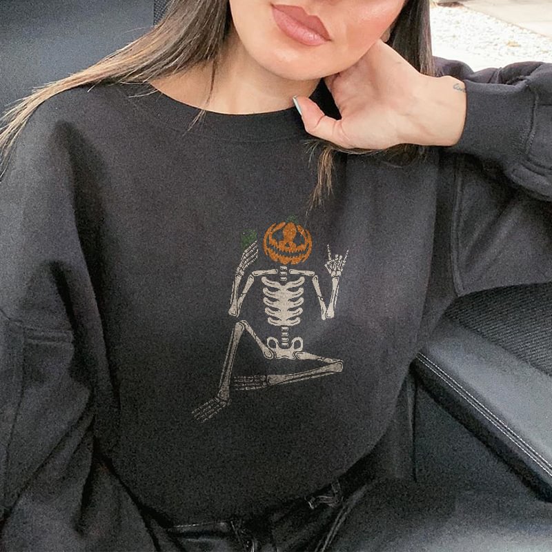   Pumpkins Halloween Skeleton print sweatshirt - Neojana