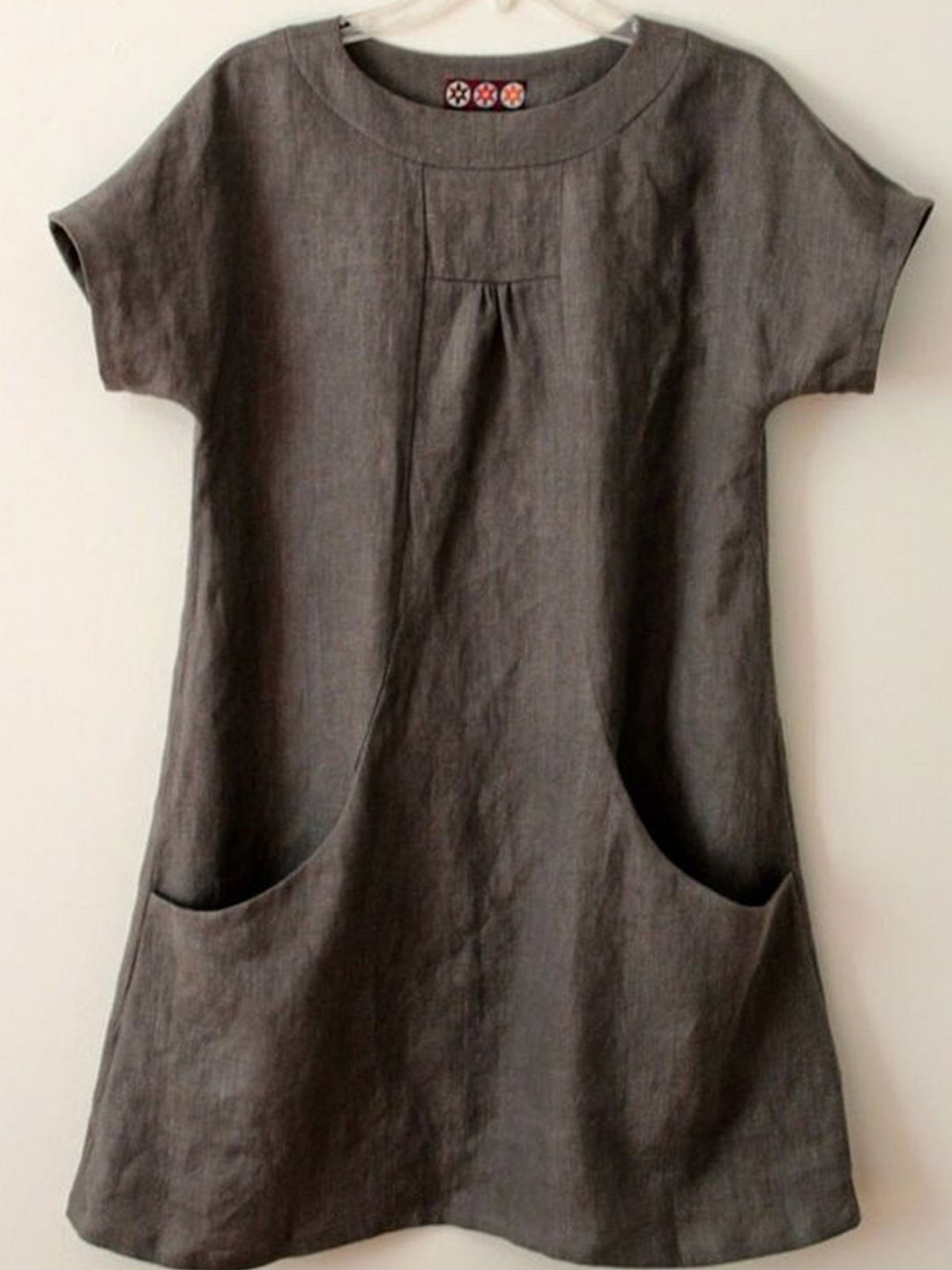 Short Sleeve Pockets Cotton-Blend Shirts & Tops-Corachic