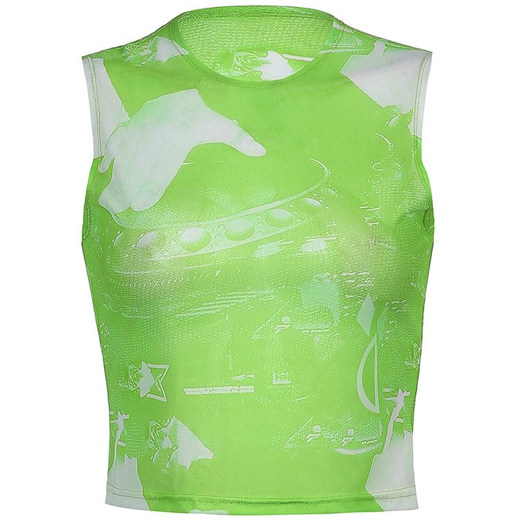 Abstract Pattern Tulle Tank Top - CODLINS - Codlins