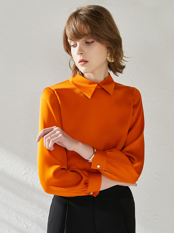 Luxurious Orange Silk Shirt
