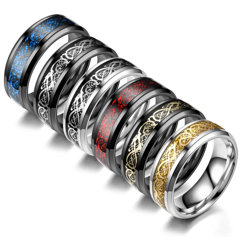 Trend New Titanium Steel Men's Personalized Fashion Pattern Ring