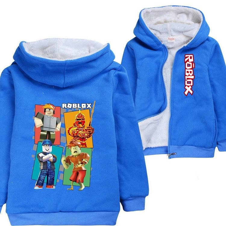 Mayoulove Roblox Toys Builderman Print Boys Fleece Lined Zip Up Cotton Hoodie-Mayoulove