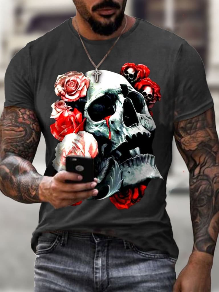 Designer ten roses head art print T-shirt / [viawink] /