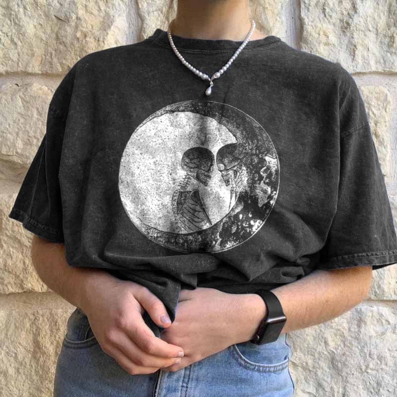   Skeleton and moon print T-shirt designer - Neojana