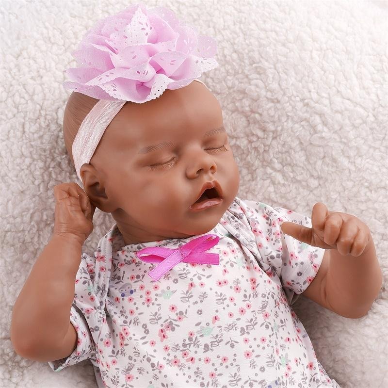17 Inches Sleeping Dreams African American Realistic Baby -Creativegiftss® - [product_tag]