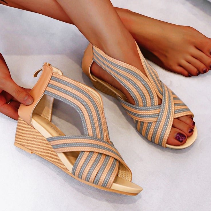 2021 Summer New European Fashion Casual Bag Heel Zipper Roman Shoes Ladies sandals - vzzhome