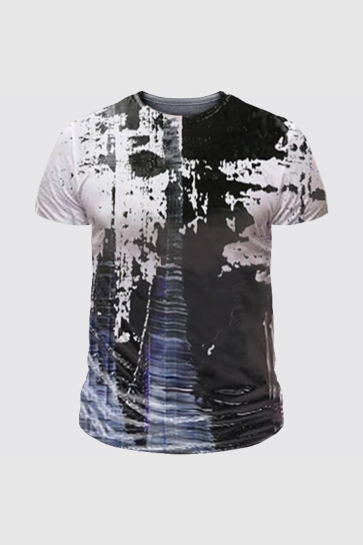 BrosWear Fashion Trend Splash Ink Print Short Sleeve T-shirt