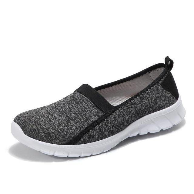 Women slip on loafers Plus size breathable mesh ballet sneakers flat shoes-Corachic