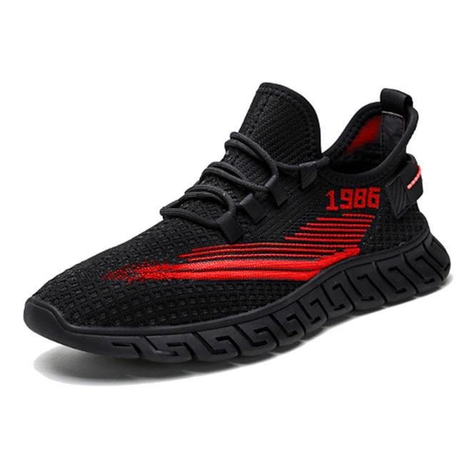Men's Summer / Fall Sporty / Casual Daily Outdoor Trainers / Athletic Shoes Running Shoes / Basketball Shoes Tissage Volant Breathable Non-slipping Wear Proof Black / Red / Black / Beige-Corachic