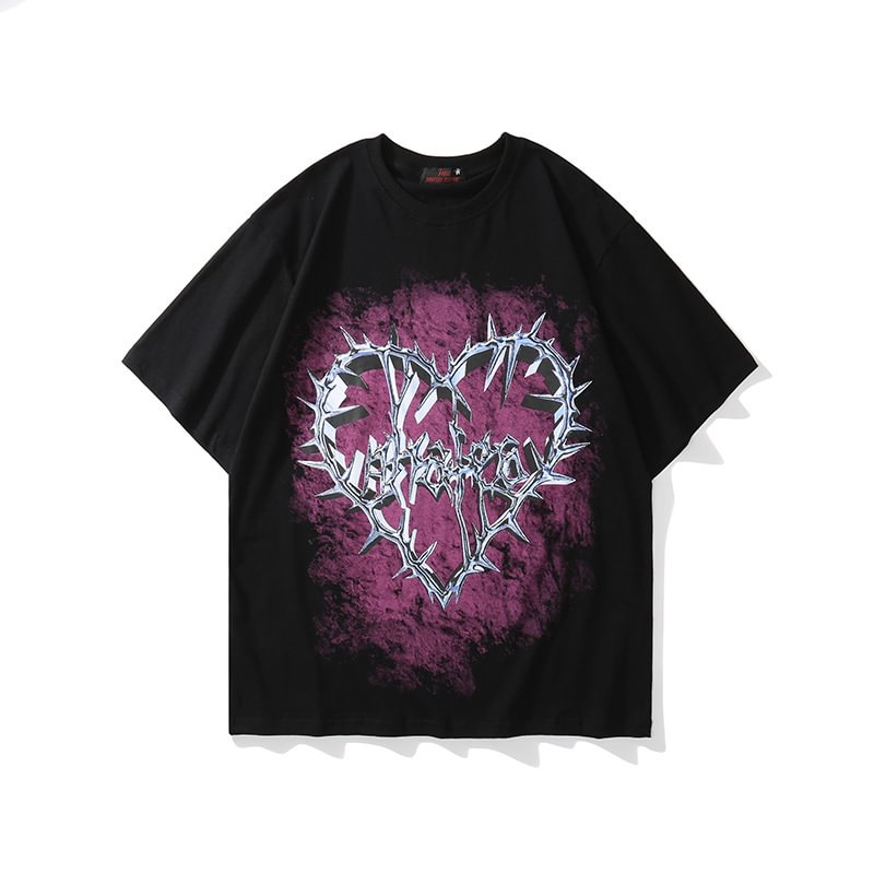 Thorns Heart Men's Loose Short Sleeve Printed T-Shirt / Techwear Club / Techwear