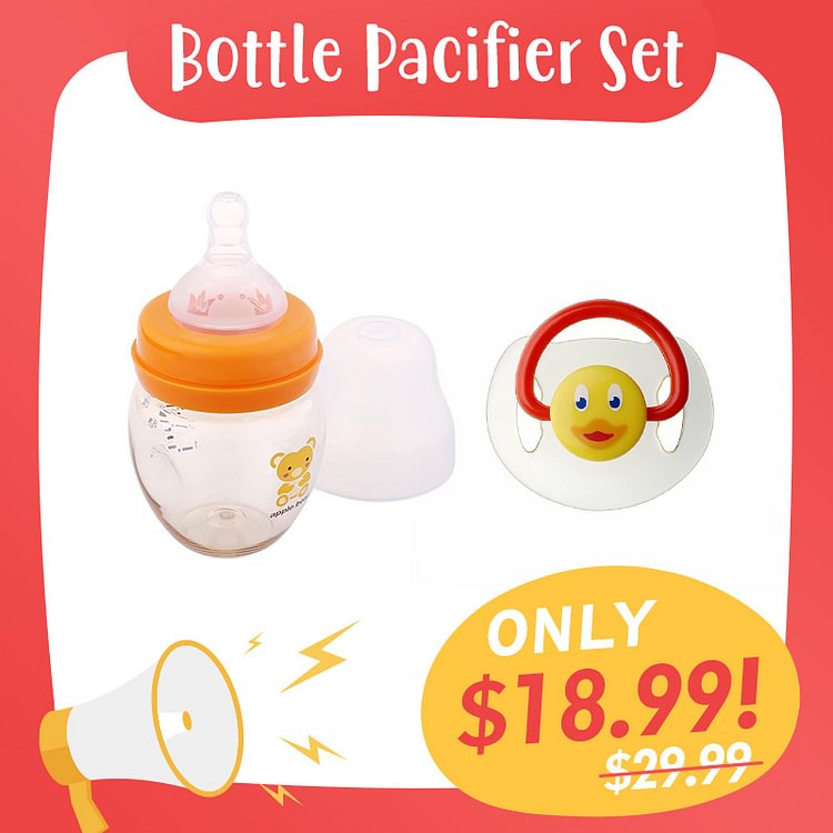  Yellow Duck Pacifier and Bottle 2 Piece Set Reborn Baby Doll Accessories - Reborndollsshop.com-Reborndollsshop®