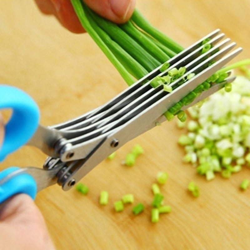 Multifunctional Muti Layers Stainless Steel Knives Multi-Layers KItchen Scissors Scallion Cutter Herb Laver Spices Cook Tool Cut - vzzhome