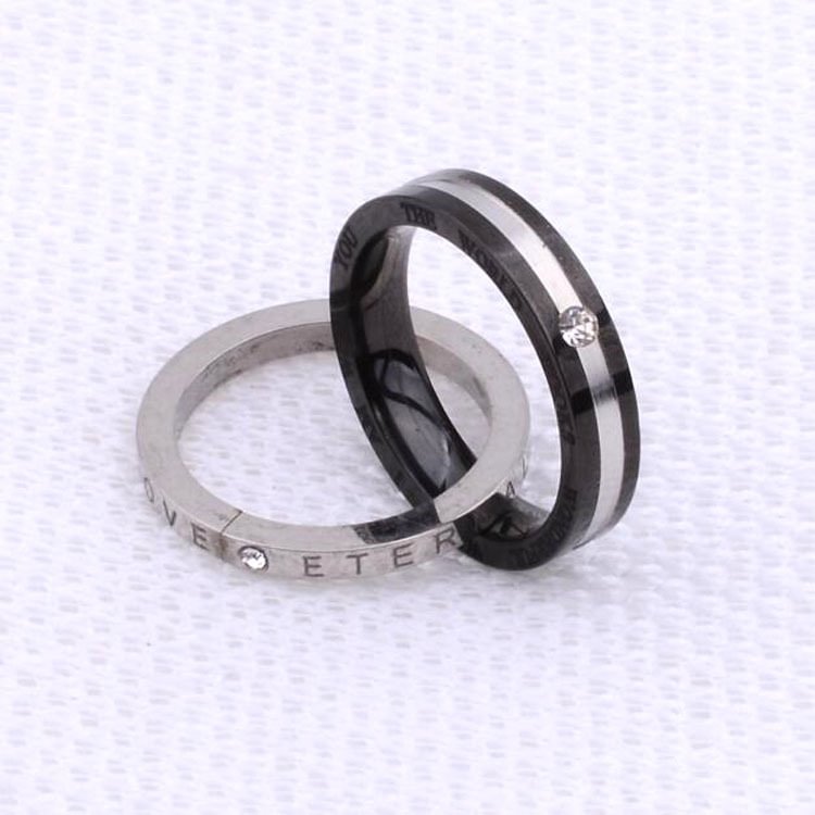 Titanium Steel Diamond Double Ring Ring Couple Pendant Necklace / Techwear Club / Techwear