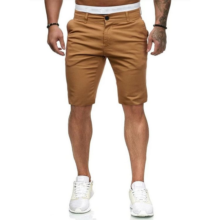 BrosWear Men'S Solid Color Slim Shorts