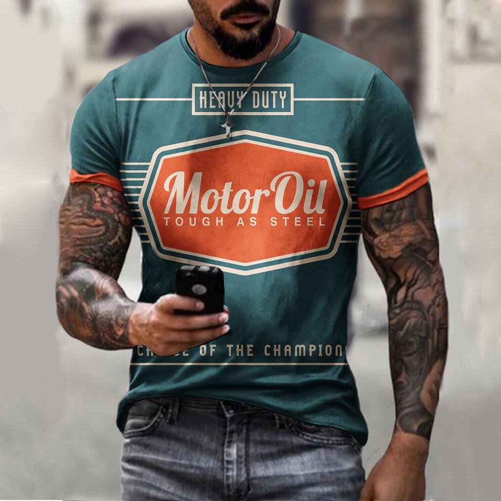 Retro engine oil print T-shirt / [viawink] /