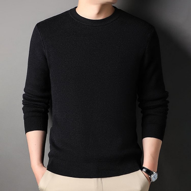 BrosWear Slim Fit Crew Neck Men's Solid Color Sweater