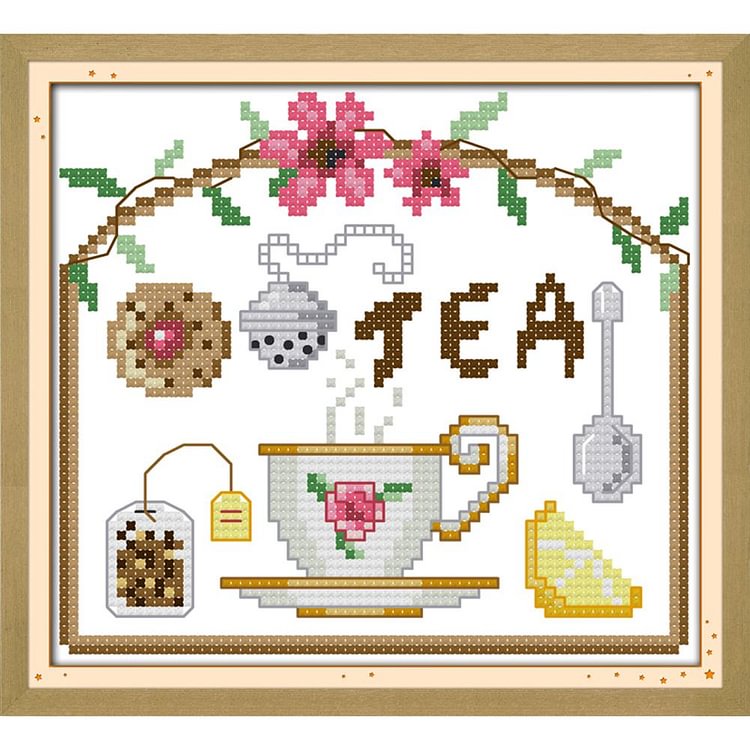Morning Tea Time - 14CT Stamped Cross Stitch - 17*16cm
