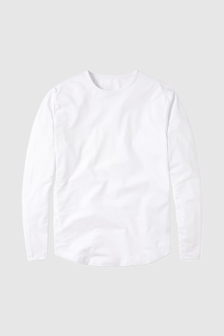 BrosWear Casual Men's White Color Long Sleeve T-shirt