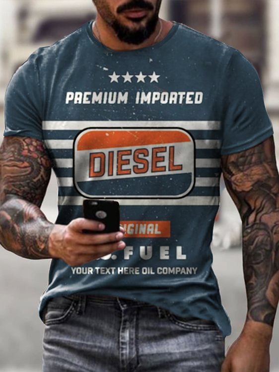 Mens Vintage Motor Diesel Oil Badge Printed T-shirt / [viawink] /