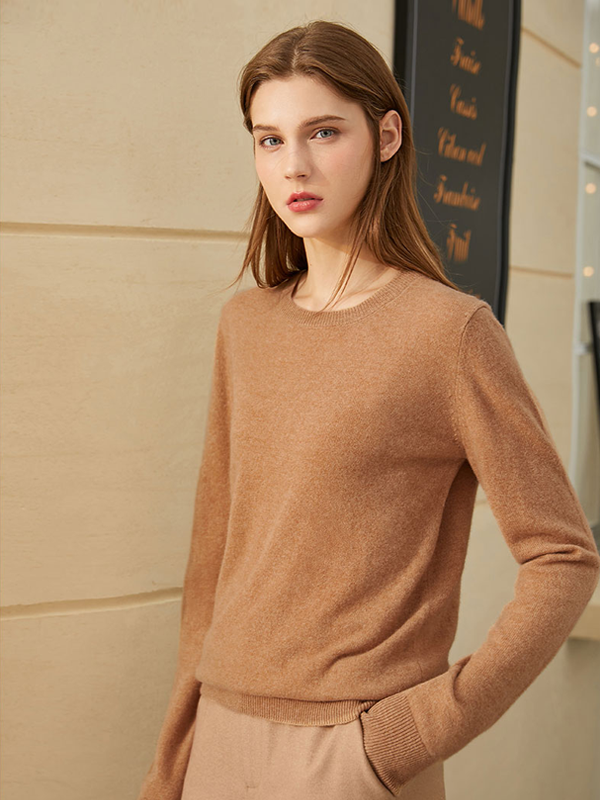 Temperament Round Neck Long Sleeves Cashmere Sweater|Multi-Colors Selected-Real Silk Life