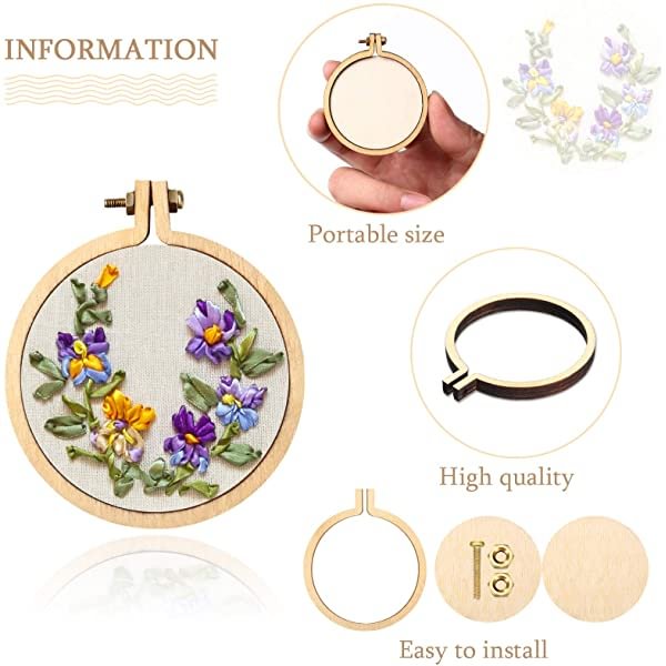Mini Embroidery Hoop Wooden for DIY Pendant Crafts