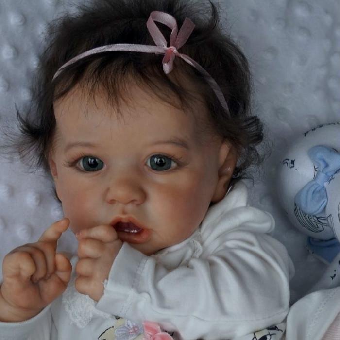Reborn Doll Shops Miniture Silicone Babies Girl with Beautiful Blue Eyes 12'' Alina Saskia- Sparkling New Washable Realistic Toddler -Creativegiftss® - [product_tag]