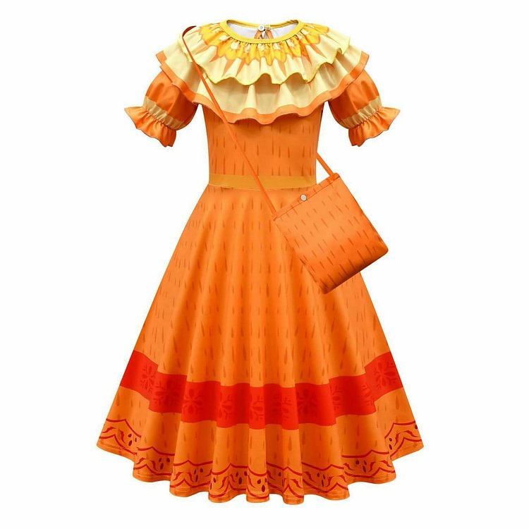Mayoulove Encanto Pepa Cosplay Dress with handbag for Baby Girls Halloween Fancy Skirt-Mayoulove