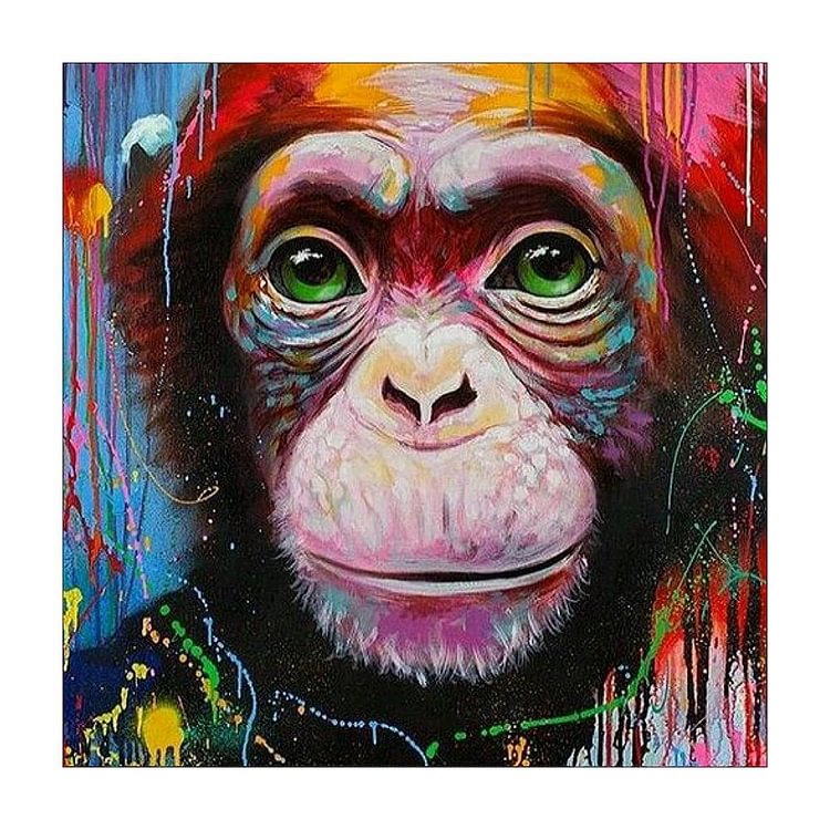 Monkey Animal - Full Round Drill Diamond Painting - 30x30cm(Canvas)